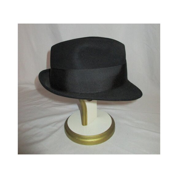 Vintage 50's Men's Black Fur Felt Fedora Hat Carson Pirie Scott The Men's Store - Picture 4 of 8